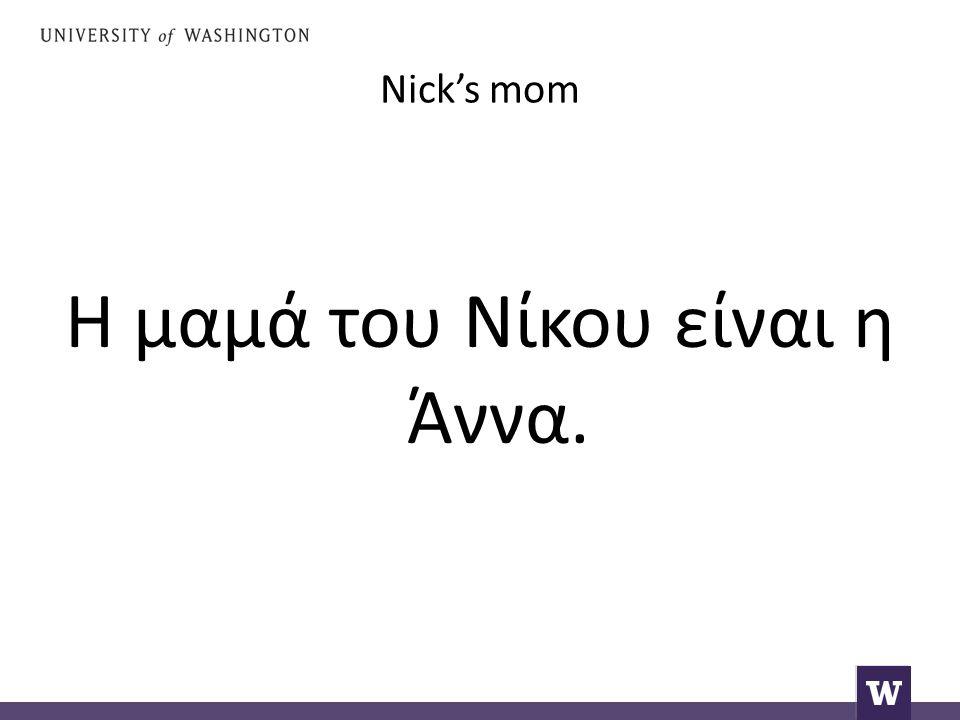 Nick’s mom Η μαμά του Νίκου είναι η Άννα.