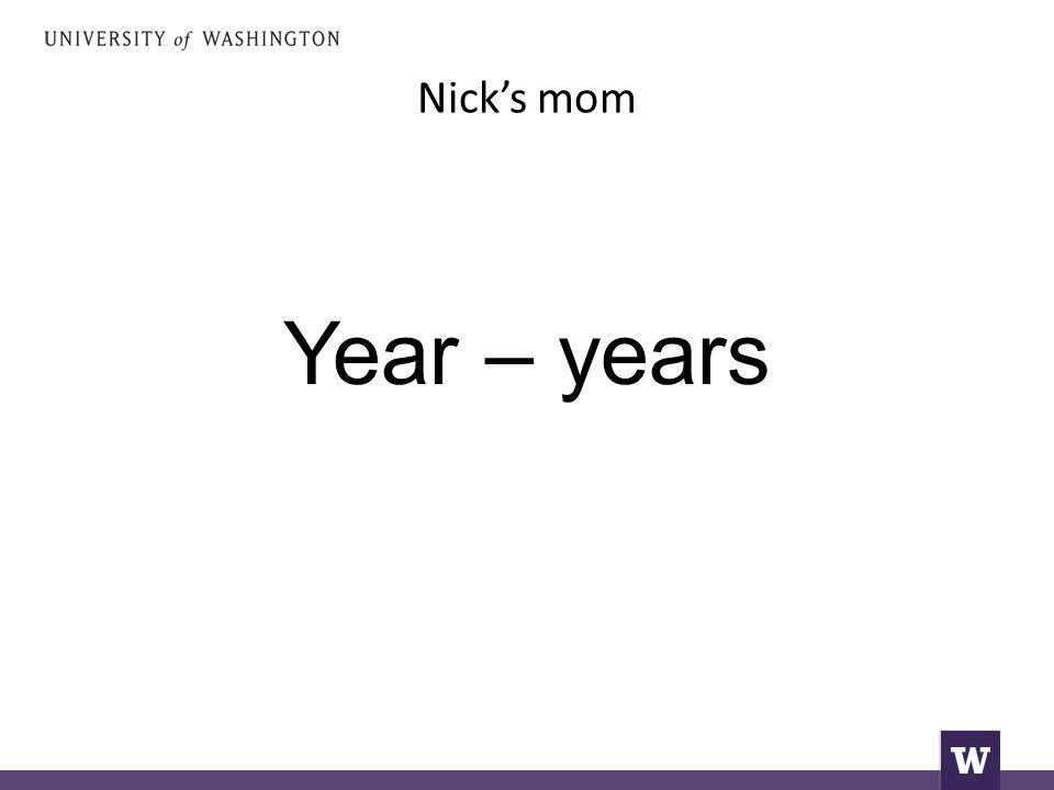 Nick’s mom Year – years