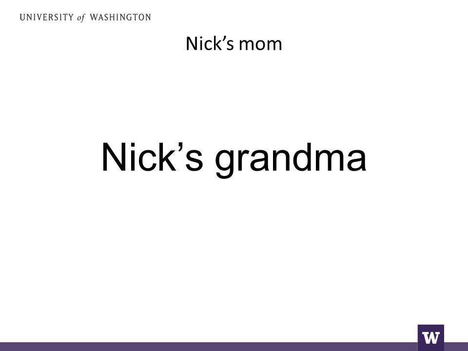 Nick’s mom Nick’s grandma