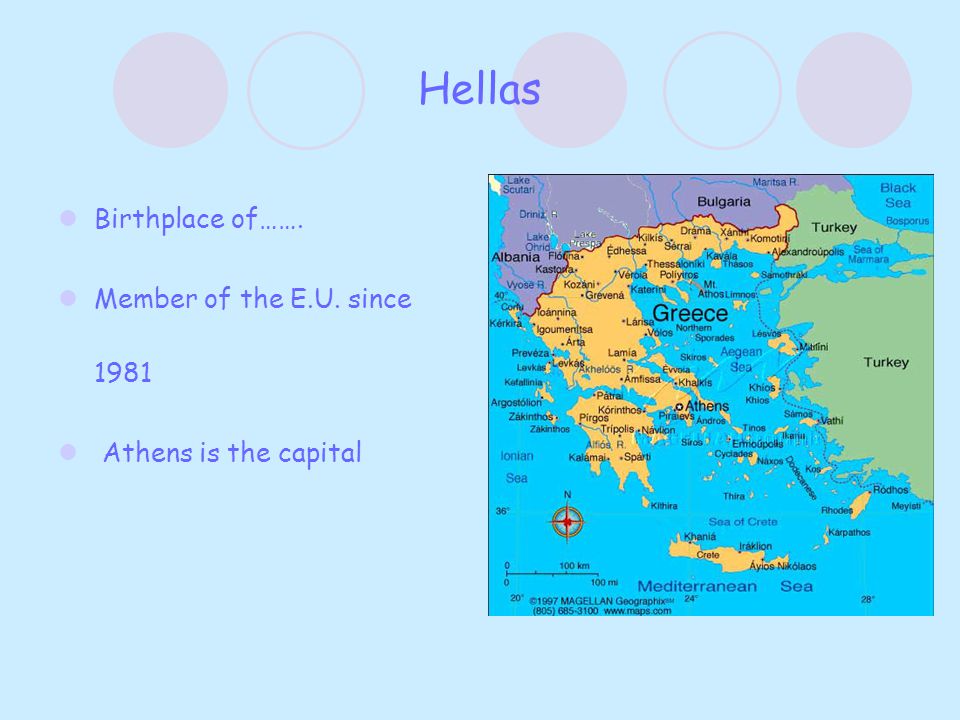 Hellas Birthplace of……. Member of the E.U. since 1981 Athens is the capital