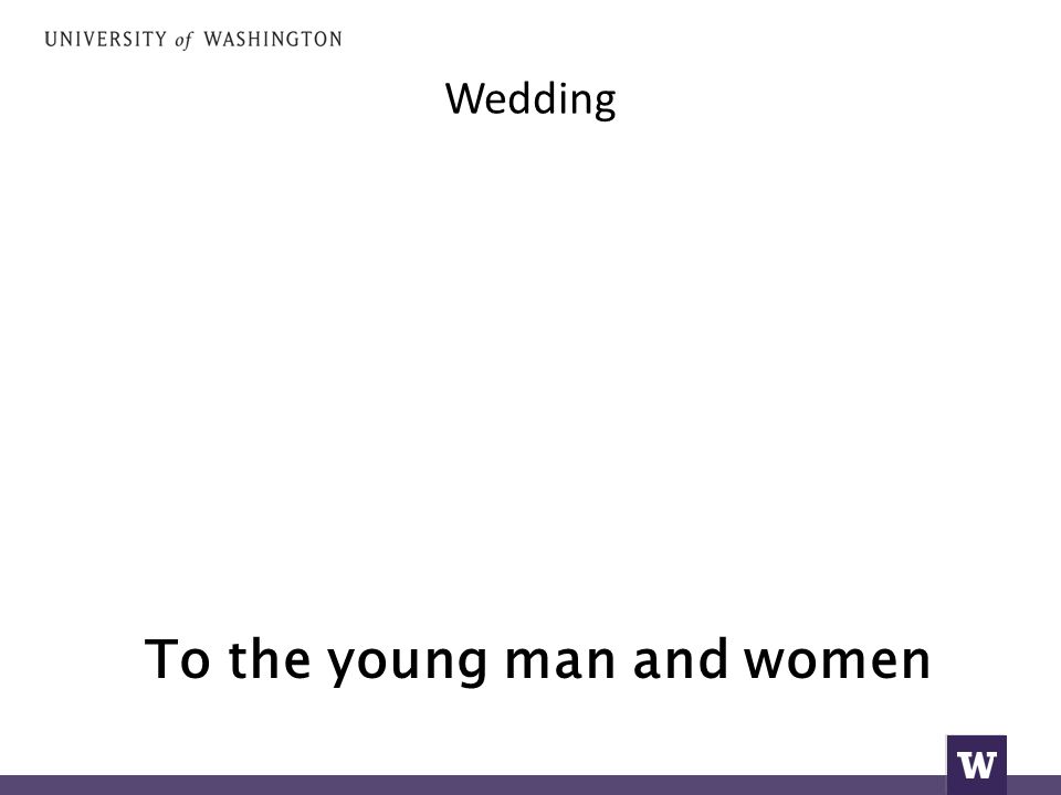 Wedding To the young man and women