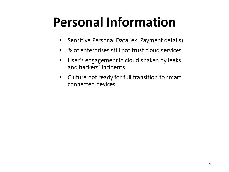 Personal Information Sensitive Personal Data (ex.