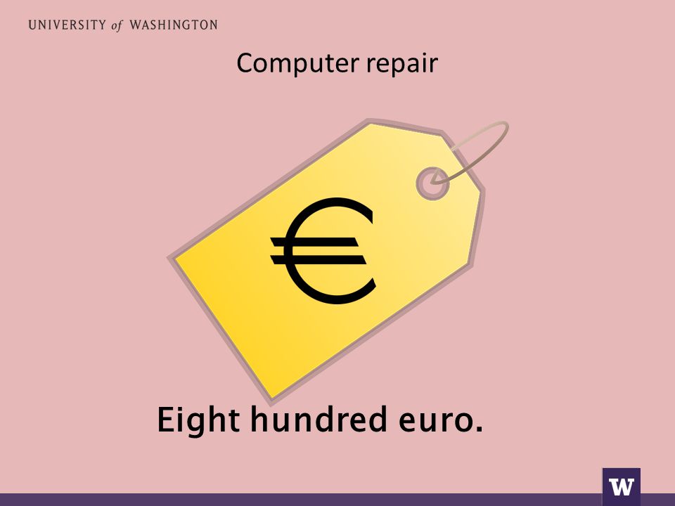 Computer repair Eight hundred euro.