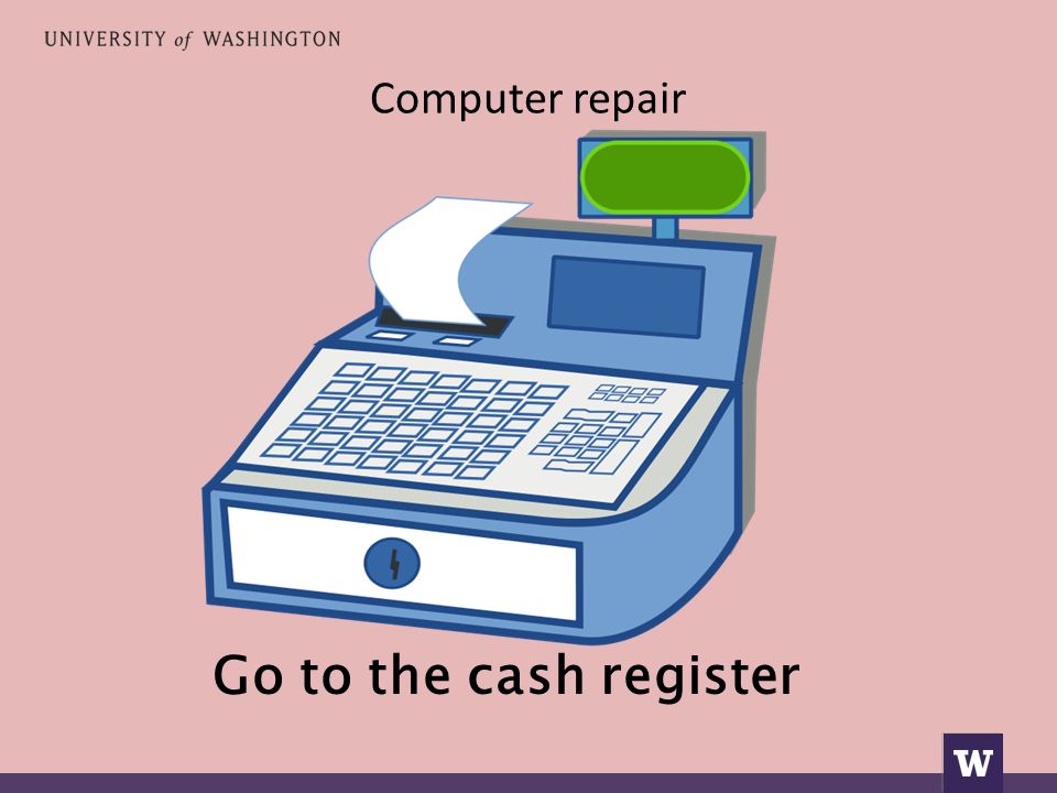 Computer repair Go to the cash register