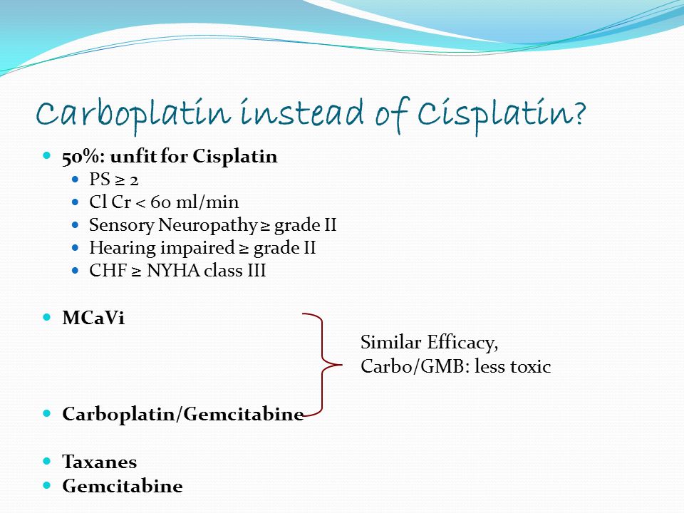 Carboplatin instead of Cisplatin.
