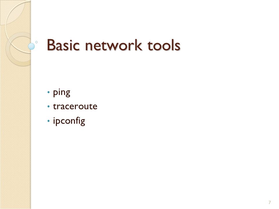 7 Basic network tools ping traceroute ipconfig