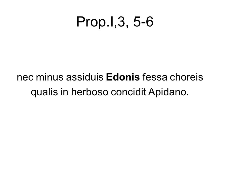 Prop.I,3, 5-6 nec minus assiduis Edonis fessa choreis qualis in herboso concidit Apidano.