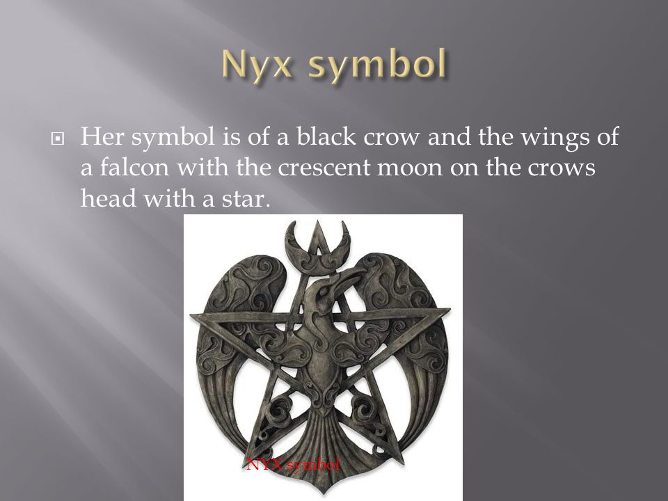  Her symbol is of a black crow and the wings of a falcon with the crescent moon on the crows head with a star.