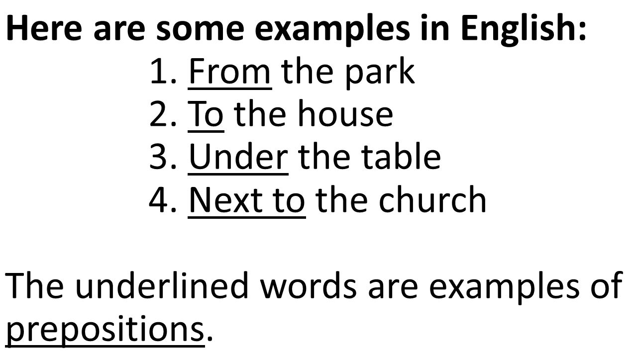 Here are some examples in English: 1. From the park 2.