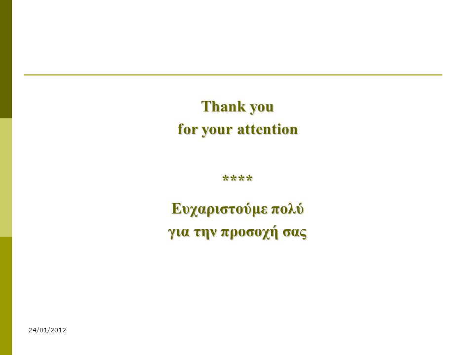 24/01/2012 Thank you for your attention **** Ευχαριστούμε πολύ για την προσοχή σας