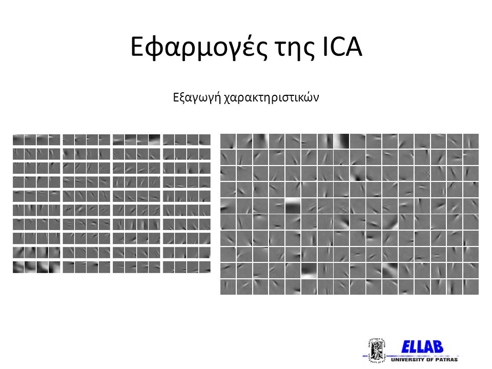 Εφαρμογές της ICA Εξαγωγή χαρακτηριστικών