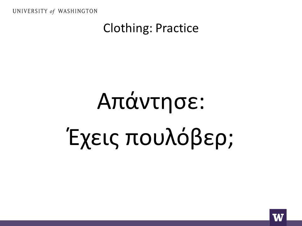 Clothing: Practice Απάντησε: Έχεις πουλόβερ;