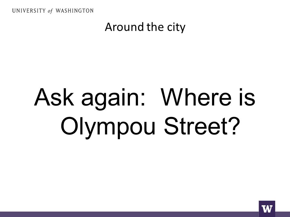 Around the city Ask again: Where is Olympou Street
