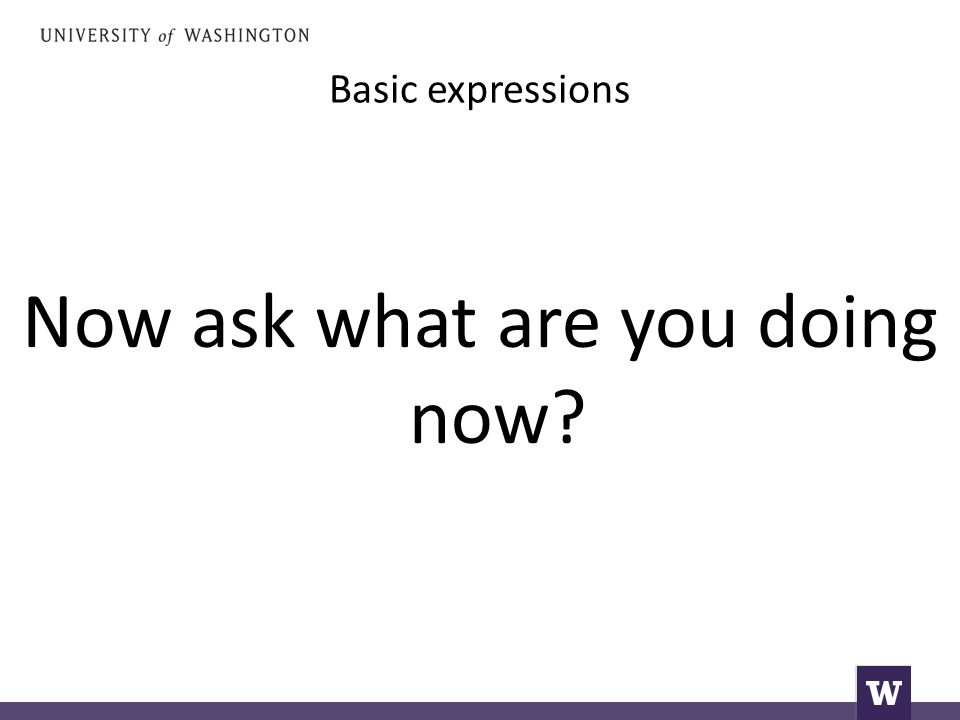 Basic expressions Now ask what are you doing now