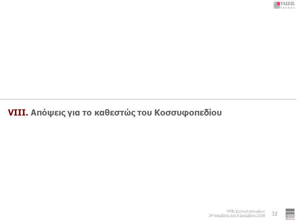 6 MRB, Συλλογή στοιχείων: 24 Νοεμβρίου έως 5 Δεκεμβρίου 2005 Εξωτερική Πολιτική: Τουρκία – Κυπριακό – ΠΓΔΜ - Κοσσυφοπέδιο 32 VIIΙ.