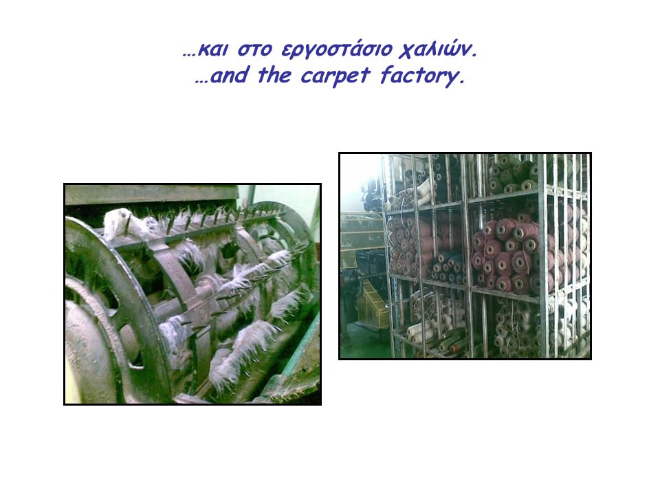 …και στο εργοστάσιο χαλιών. …and the carpet factory.