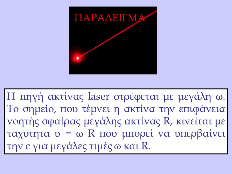 A Η πηγή ακτίνας laser στρέφεται με μεγάλη ω.