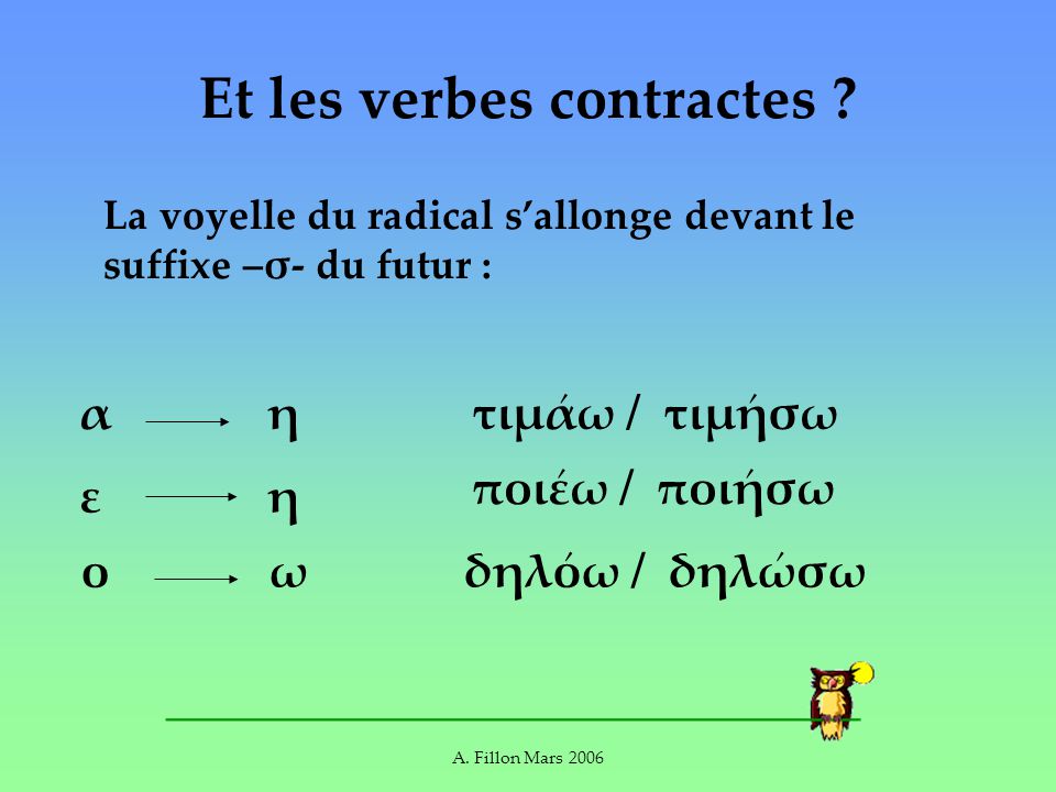 A. Fillon Mars 2006 Et les verbes contractes .