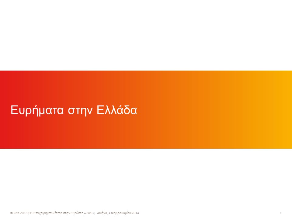 © GfK 2013 | Η Επιχειρηματικότητα στην Ευρώπη – 2013 | Αθήνα, 4 Φεβρουαρίου Ευρήματα στην Ελλάδα
