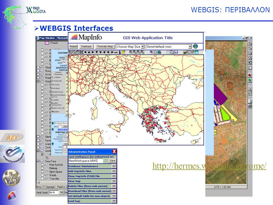 WEBGIS: ΠΕΡΙΒΑΛΛΟΝ  WEBGIS Interfaces