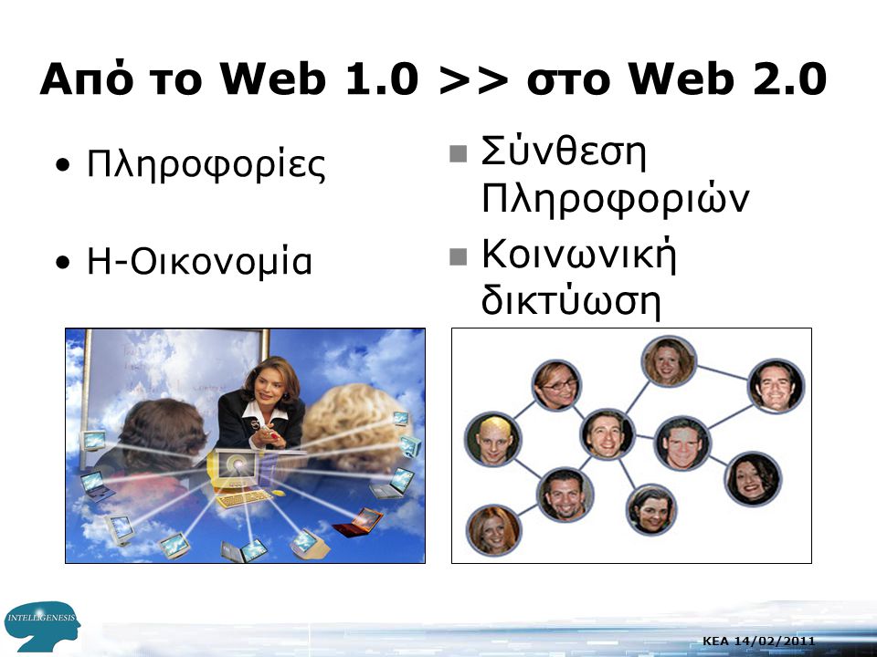 KEA 14/02/2011 Από το Web 1.0 >> στο Web 2.0 •Πληροφορίες •Η-Οικονομία  Σύνθεση Πληροφοριών  Κοινωνική δικτύωση