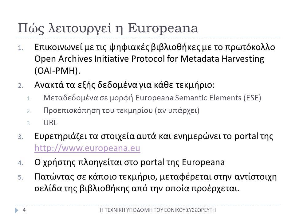 Πώς λειτουργεί η Europeana 1.
