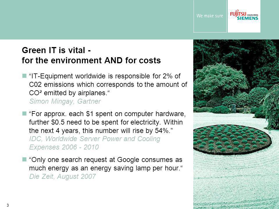 3 IT-Equipment worldwide is responsible for 2% of C02 emissions which corresponds to the amount of CO² emitted by airplanes. Simon Mingay, Gartner For approx.