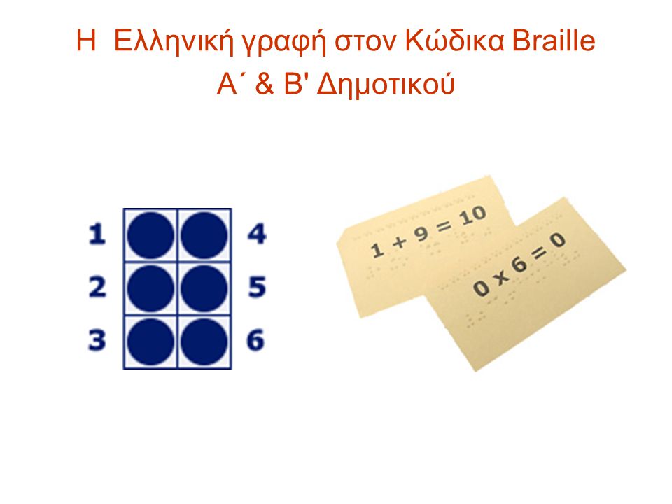 Η Ελληνική γραφή στον Κώδικα Braille Α΄ & Β Δημοτικού