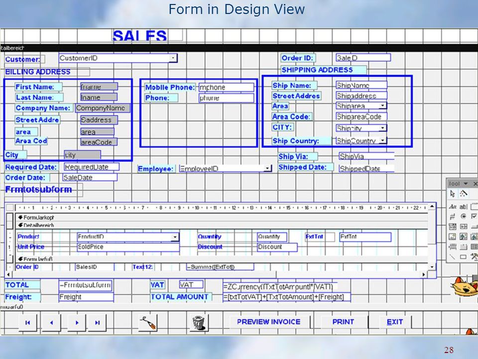 Form in Design View 28