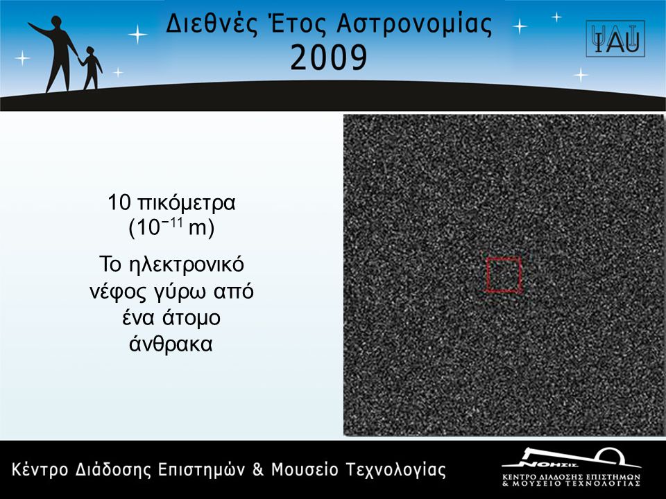 10 πικόμετρα (10 −11 m)‏ Το ηλεκτρονικό νέφος γύρω από ένα άτομο άνθρακα