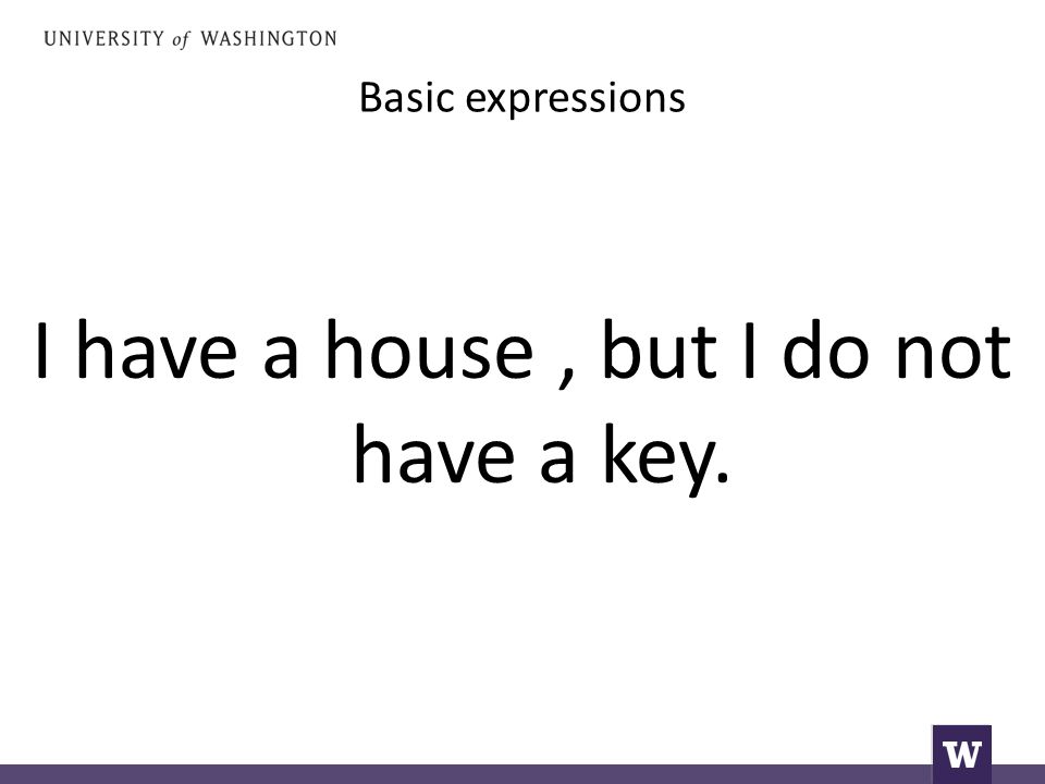 Basic expressions I have a house, but I do not have a key.